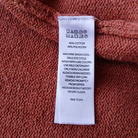 Tahari Hooded Orange Cardigan Sweater 1X pockets open front wrap long duster - Picture 8 of 12